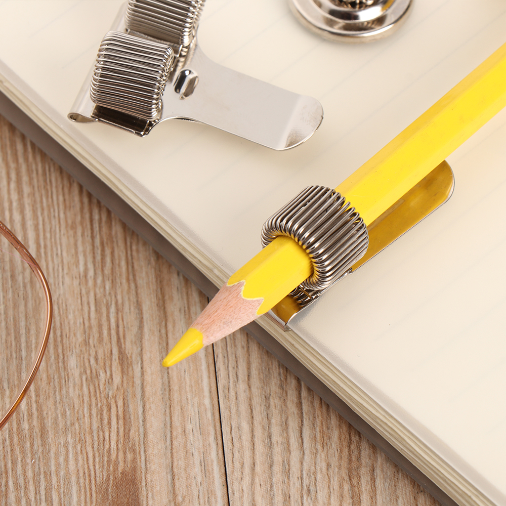 Single Hole Double Opening Triple Orifice Spring Pen Clip Metal Pencil Holder Elastic Loop Portable Writing Supplies Stationery