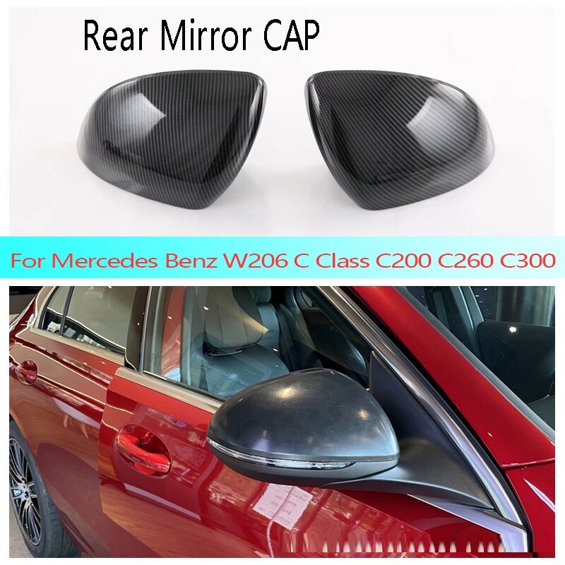 Auto Hinten Spiegel Deckel Kohlenstoff ABS Rückspiegel Gehäbenutzen für Mercedes Benz W206 C Klasse C200 C260 C300 2022