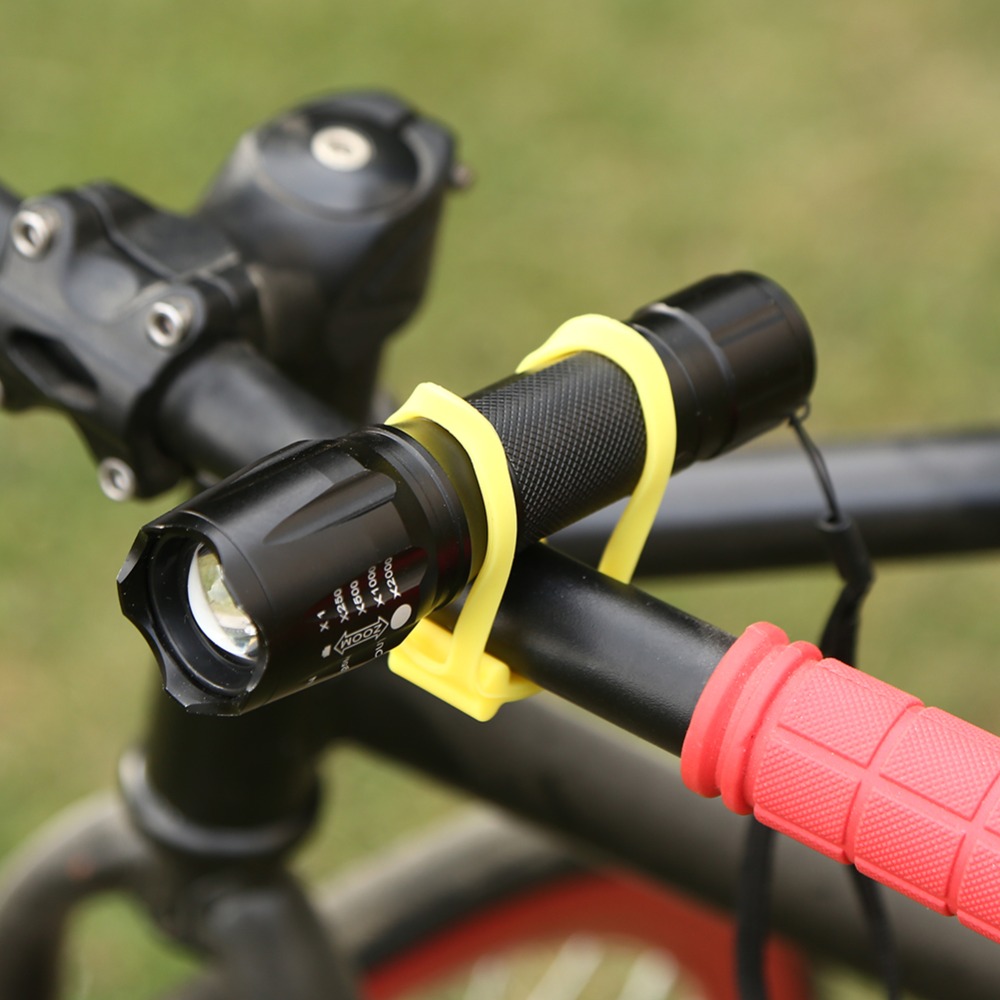 Cykel silikone rem bandage lommelygte klip cykelstyr silikone elastisk bælte fakkelbånd cykel lys fakkelholder