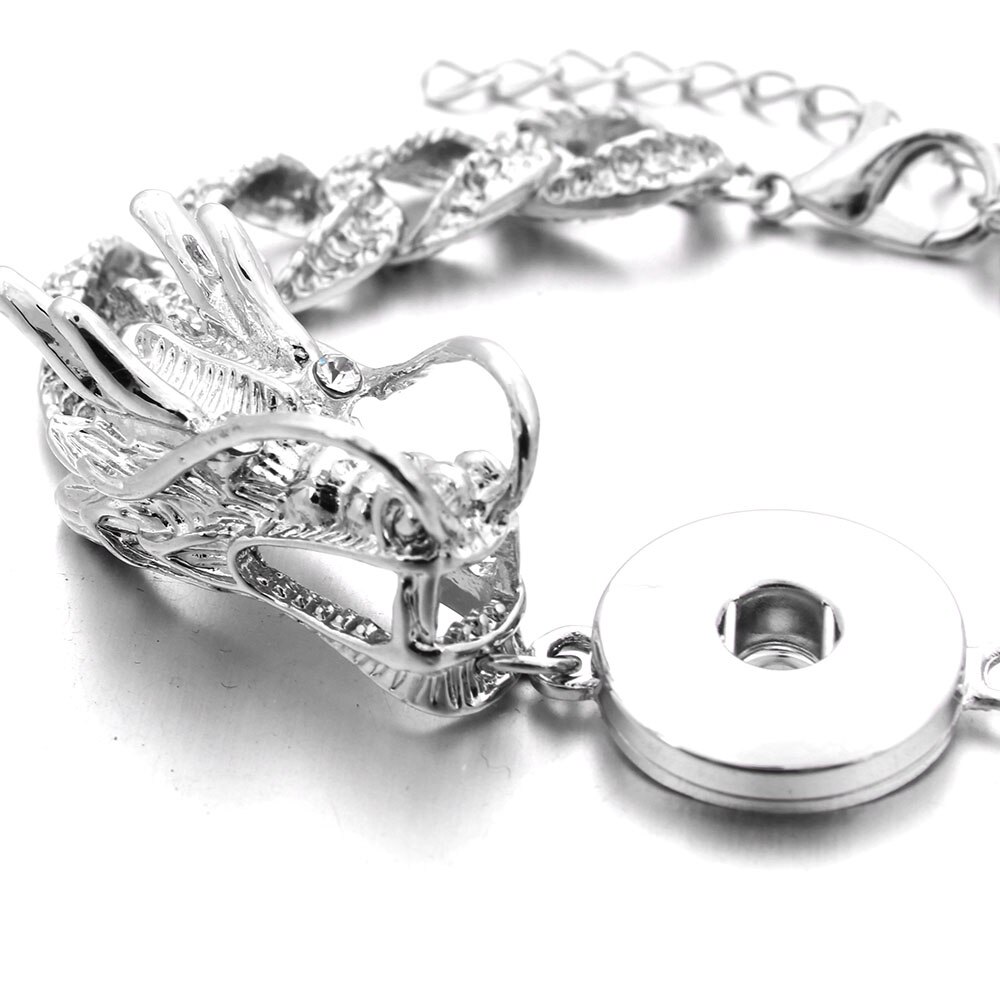 18mm Snap Jewelry DIY Bracelet Dragon Crystal Snap Button Bracelet Bangle Simple Cuff Bracelet for Men Women