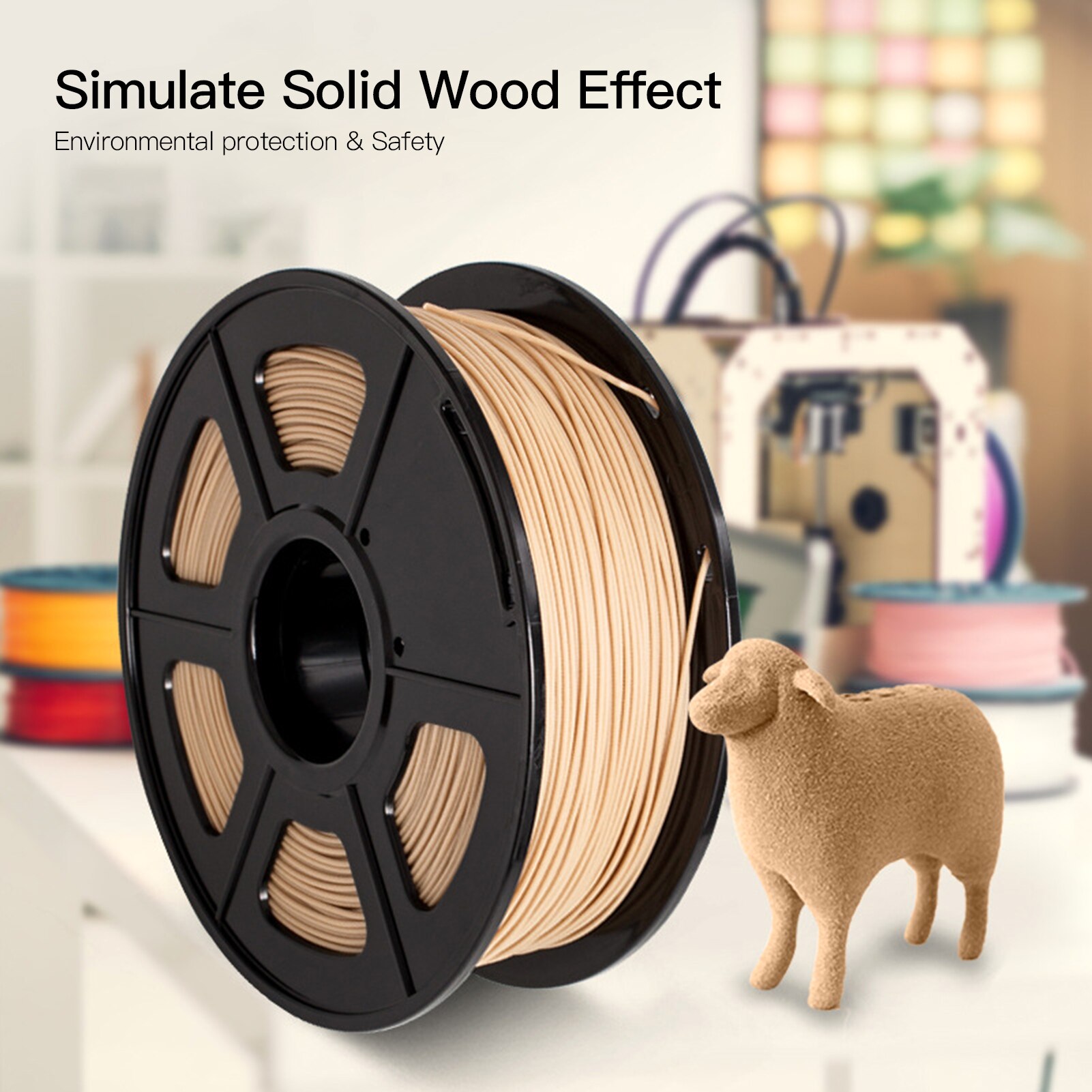 SUNLU Wood 3D Printer Filament PLA Filament 1.75mm Dimensional Accuracy +/- 0.02mm 1kg(2.2lbs) Spool