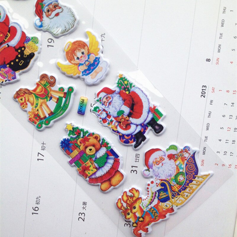 1/5Pcs Christmas 3D Carton Merry Christmas Puffy Stickers Bubble Sticker Santa Claus Xmas Decor for Kids