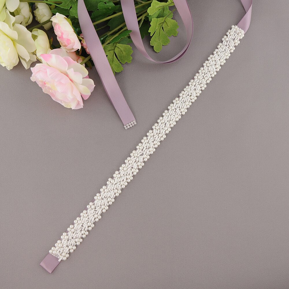 Parel Bruiloft Accessoires Riem Trouwjurk Riem Bruids Sjerp Bruids Jurk Riem Avond Party Jurken Accessoires SCS204: antique violet
