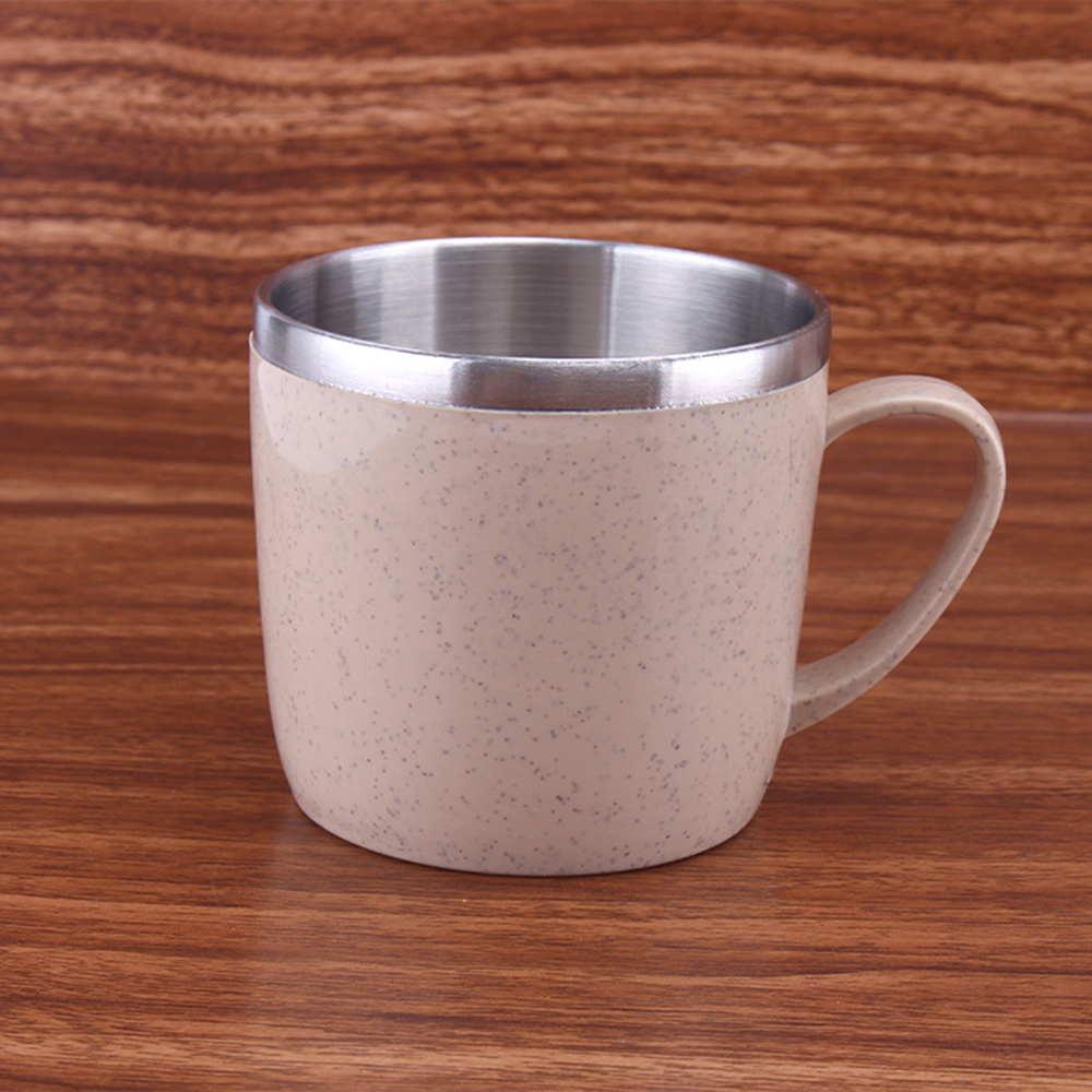 Mini Kids Mug 304 Stainless Steel Coffee Mug Tea Cup For Children Drinkware Wheat Straw Water Cup Tea Mug 8x7.3cm 220ML