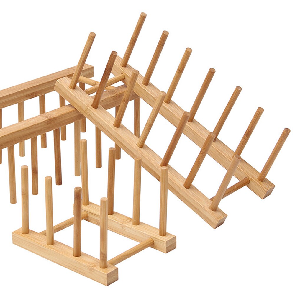 Kitchen Dish Drain Rack Dinnerware Storage Organizer Tray Plate Drying Shelf Wooden Book Cups Display Stand Drainer Holder