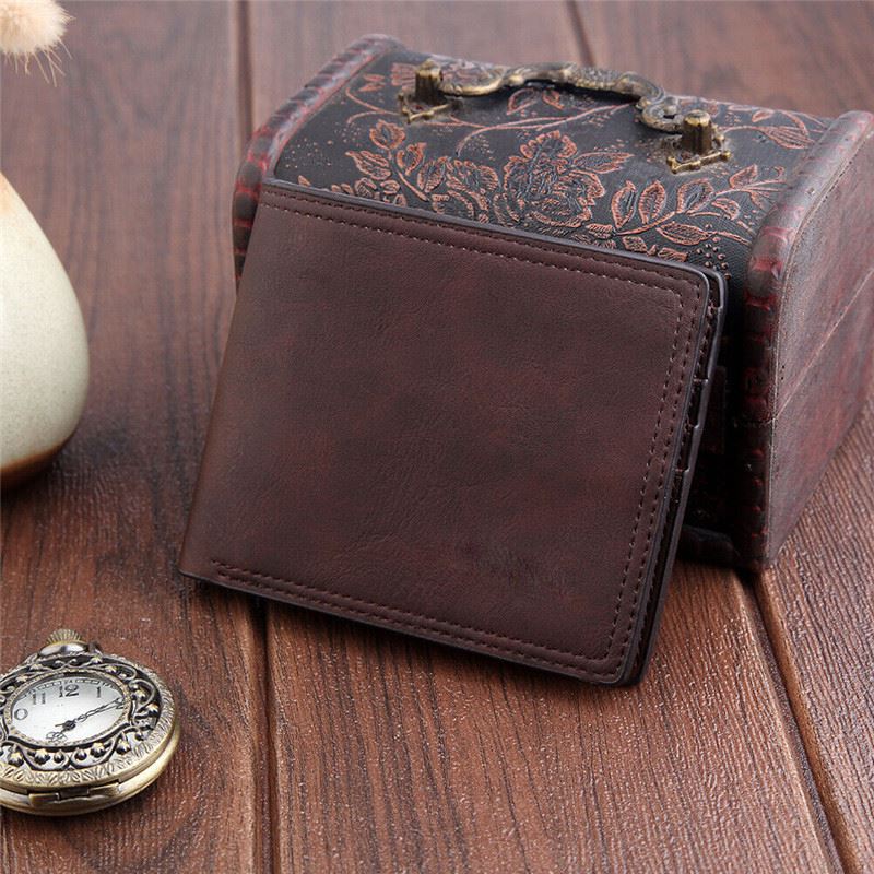 Pu nahkalompakot setelitakki kukkaro vintage billfold slim clutch miesten lompakot retro kolikko tasku miesten lompakot: Tumma khaki