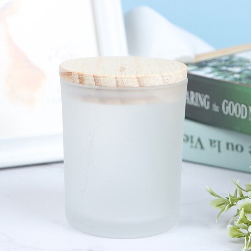 Bougie en verre avec couvercle en bois: Transparent