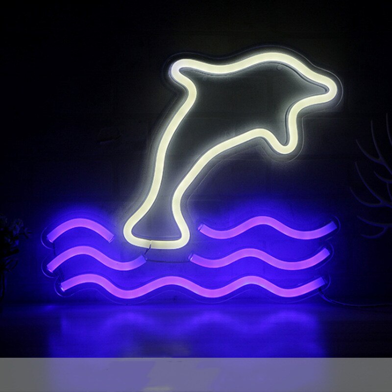 Néon panneau lumineux à Led lampe au néon alpaga dauphin flamant rose lèvres enseigne au néon pour la fête de mariage de noël lampes de décoration murale