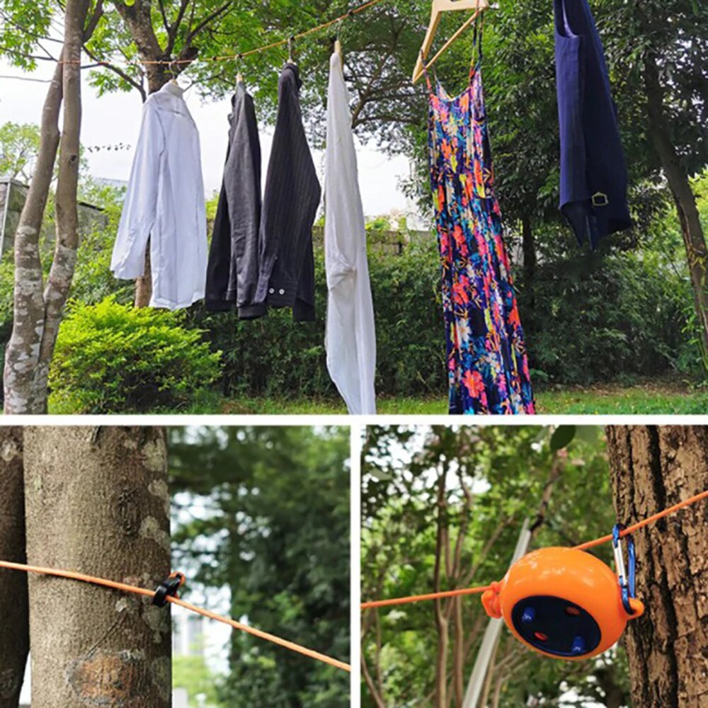Retractable Clothes Drying Rack Portable Clothesline With Clothespins Fixed Buckle Travel Camping Hotel Outdoor Clothesline