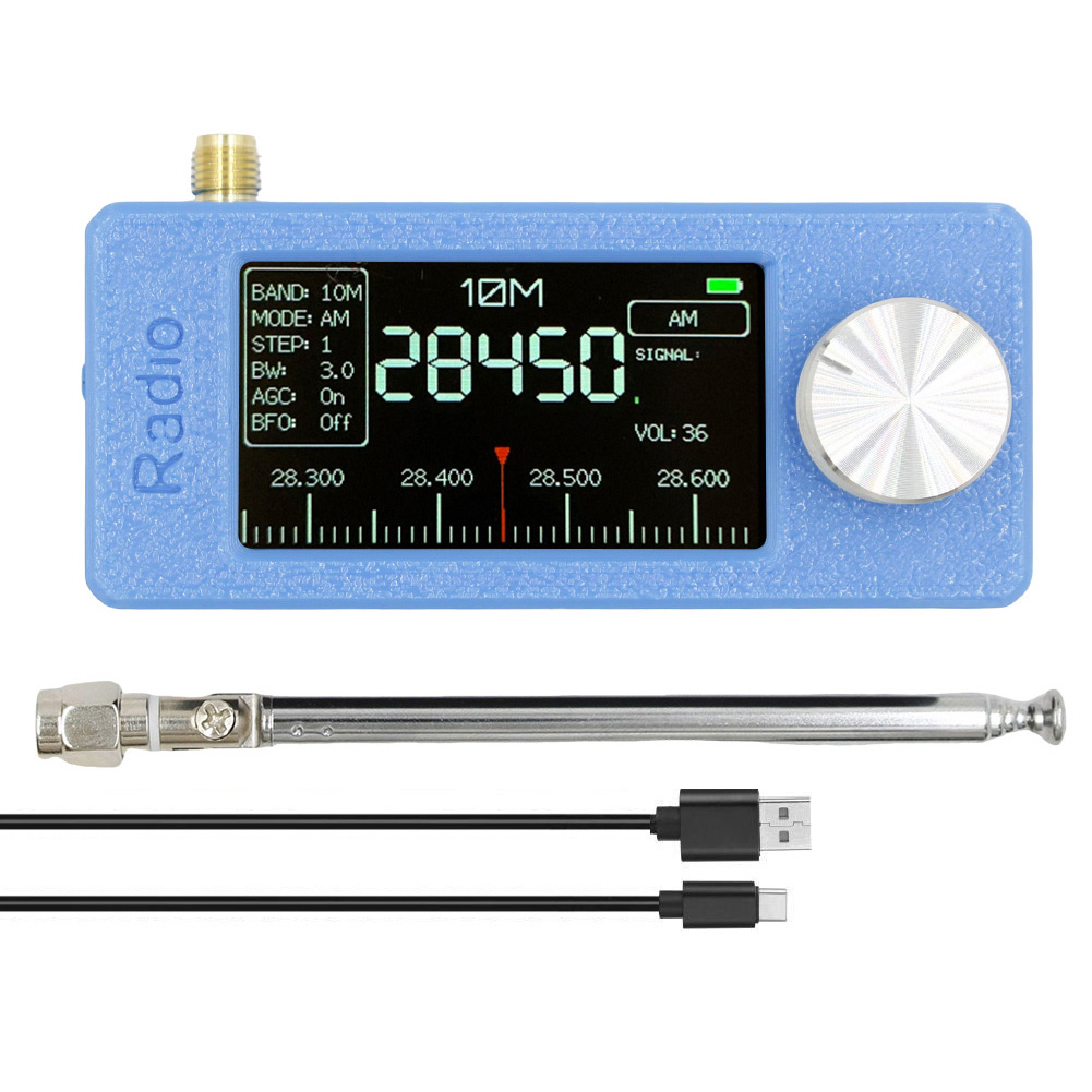 SI4732 0,5–108 MHz tragbares Radio, 1,9 Zoll IPS-Bildschirm, Taschen-Miniradio, LSB, USB, AM, FM, HF, SW, MW, VHF-Radio mit Antenne: green