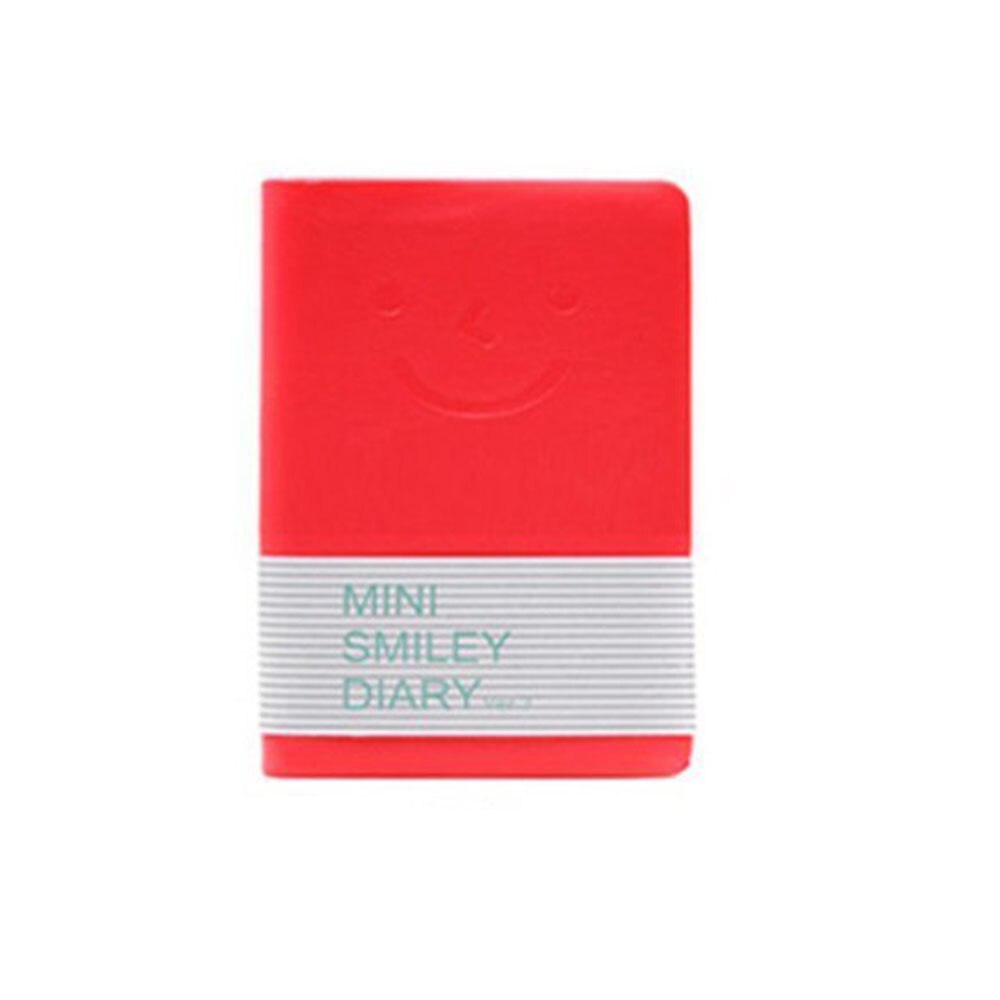 XRHYY Travel Diary Diary Pocket Memo Candy Notebook PU Leather Smiley Face Mini Note Pads For Students Children Writing: Red