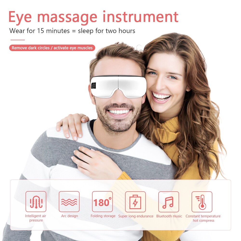 Elektrisk øjen massager bluetooth musik magnetisk lufttryk massage infrarød opvarmning øjentræthed lindre øjenpleje enhed