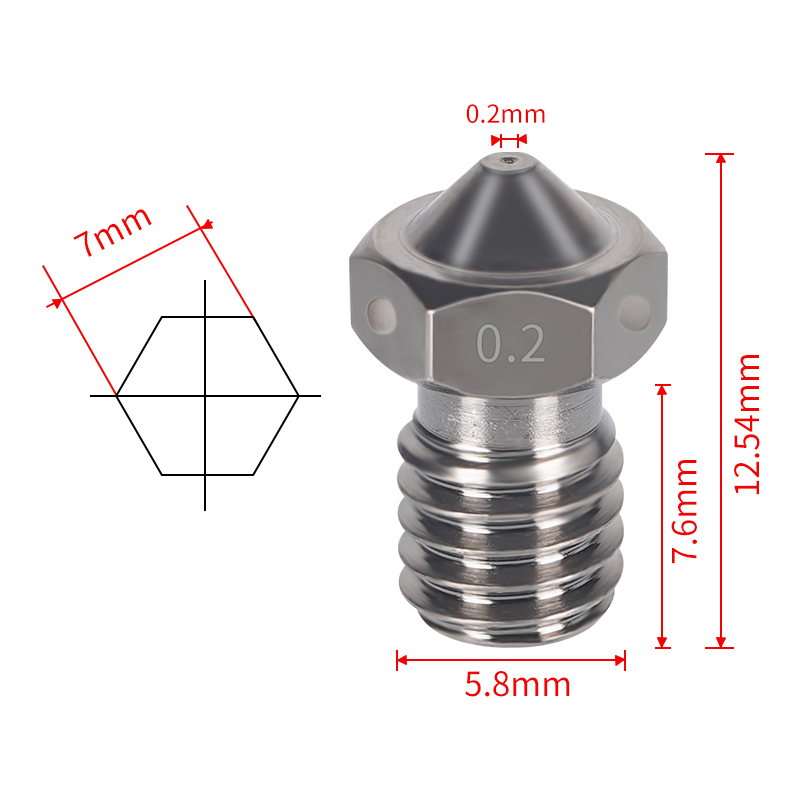 3 stück,  e3d düsen aus gehärtetem stahl  v6 korrosionsbeständig,  m6 für 1.75mm kohlefaser-pei-peek-filament