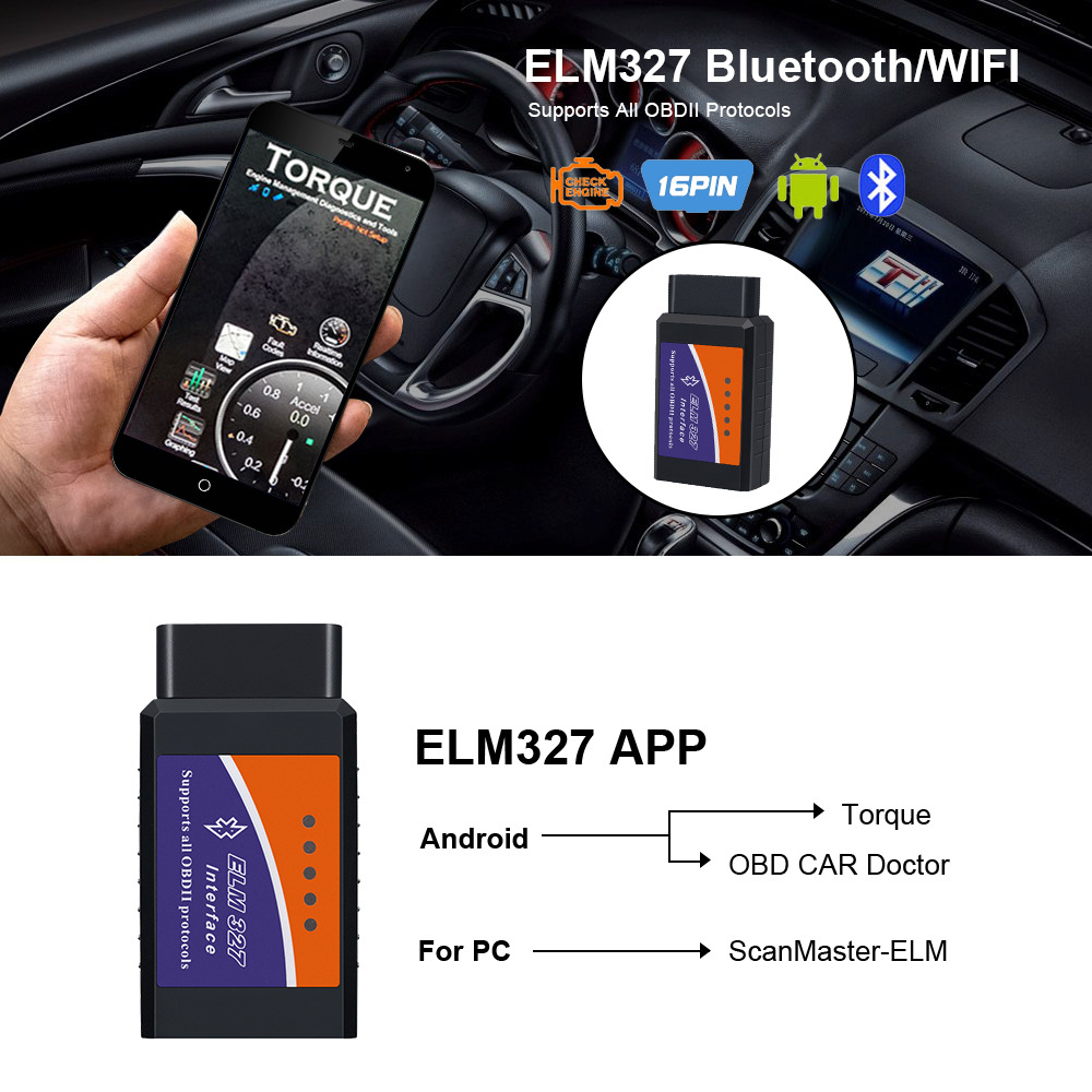 ELM327 V2.1 OBD2 Scanner BT/Wifi ELM 327 OBD Car Diagnostic Tool For Android /IOS PK Vgate Icar2 Code Reader