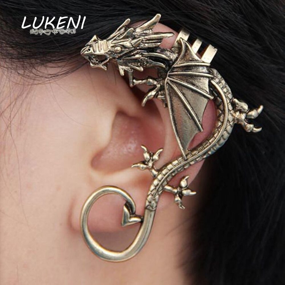 LUKENI 5Pcs/Lot Jewelry Punk Dragon Long Ear Cuff Earring Jackets For Women And Men EJ006