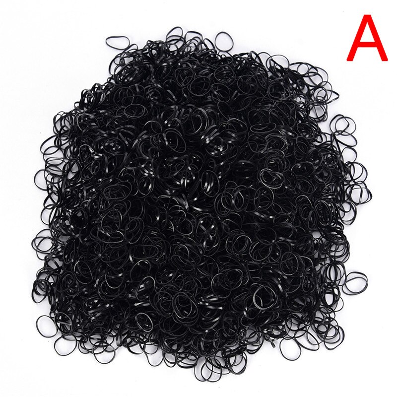 3000 unids/bolsa de sujetadores de pelo de TPU para bebé, bandas de goma elásticas, lazos de goma para niñas, soporte de papelería, suministros de oficina y escuela: black