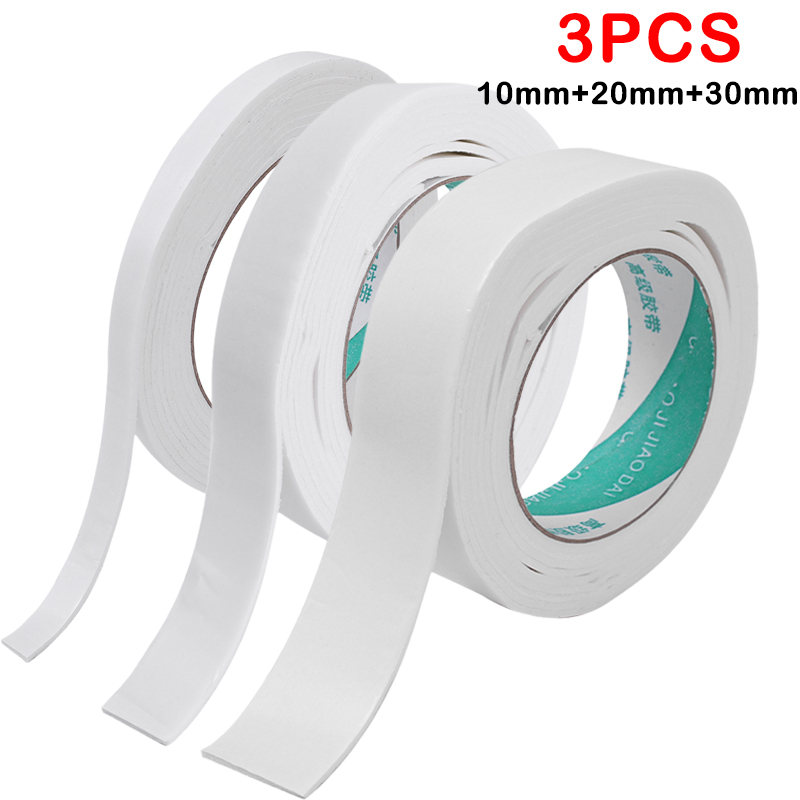 1–3 Rollen stark klebendes PE-Schaumband, 3 Meter, Antikollisionsmontage, klebrige Schwammbänder, wasserdichtes doppelseitiges Klebeband, 2,5 mm W: WHITE