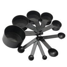 10 Stks/set Zwart Plastic Maatlepels Cups Set Gereedschap Handvat Keuken Meetinstrument Voor Bakken Koffie Thee 10 Size