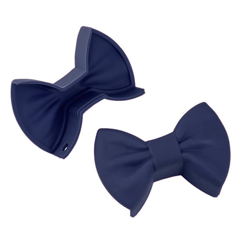 Bowknot Silicone Pot Holder Oven Mitts Finger Protector Pinch Grips Heat Resistant Non-Slip Pot Holder Kitchen Cooking Baking: Navy blue