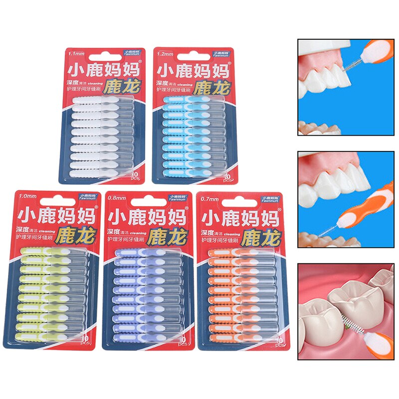 10Pcs Interdentale Borstel Tandheelkundige Borstels Floss Pick Push-Pull Tandenstoker Voor Volwassenen Schoon Tussen Tanden Reinigen Borstels