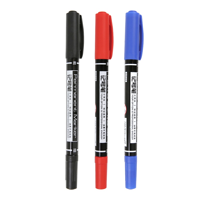 3pcs blue red black marker pen Dry fast bold & fine point pens for CD fabric wood Office School supplies F537