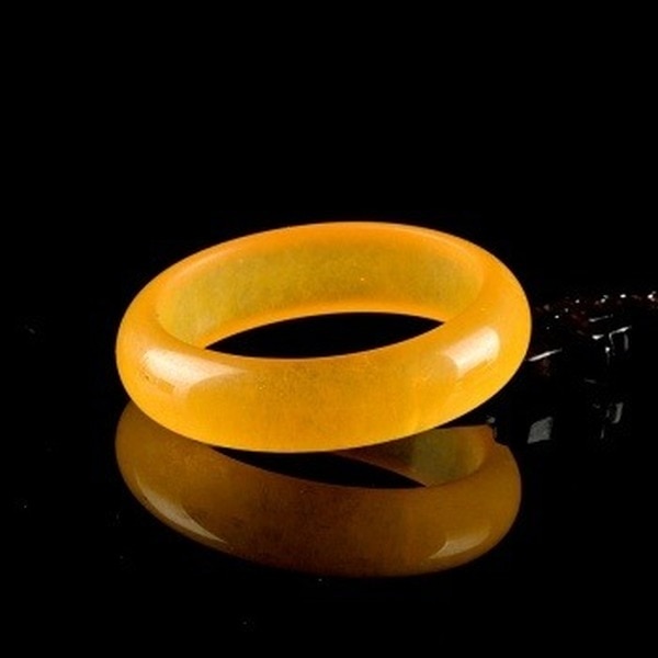 Genuine Natural Yellow Jade Bangle Bracelet Charm Jewellery Accessories Hand-Carved Lucky Amulet for Women Her Men