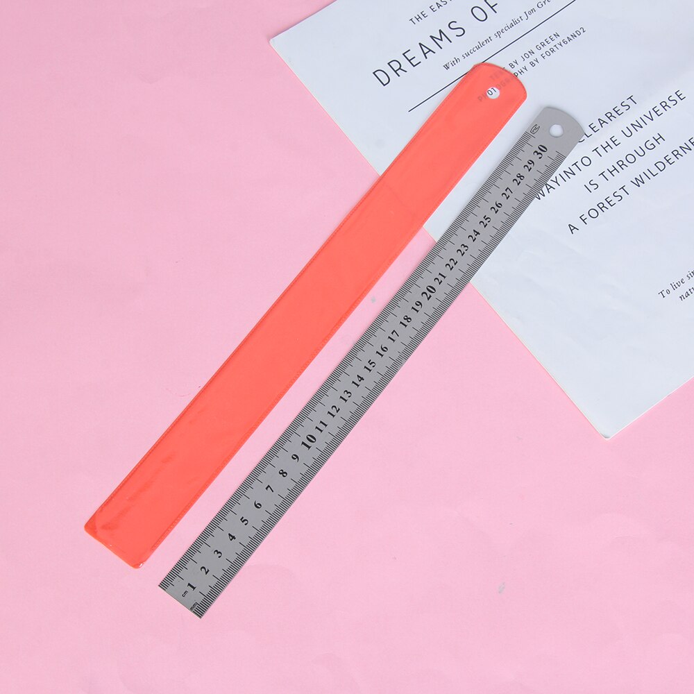 30cm 12"/50cm 20" Precision Metal Measuring Tool Student Stationery Straight Ruler Metric Imperial Stainless Steel Double Sided