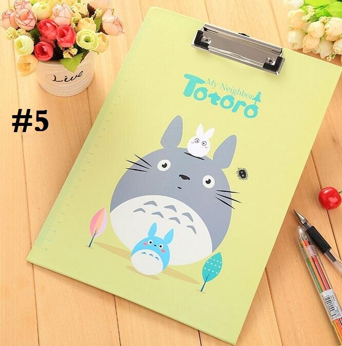 1 unids/lote tablero para carpetas tamaño A4 de dibujos animados de oso gato amigos + flor con clip archivador material escolar: NO5 Totoro Green