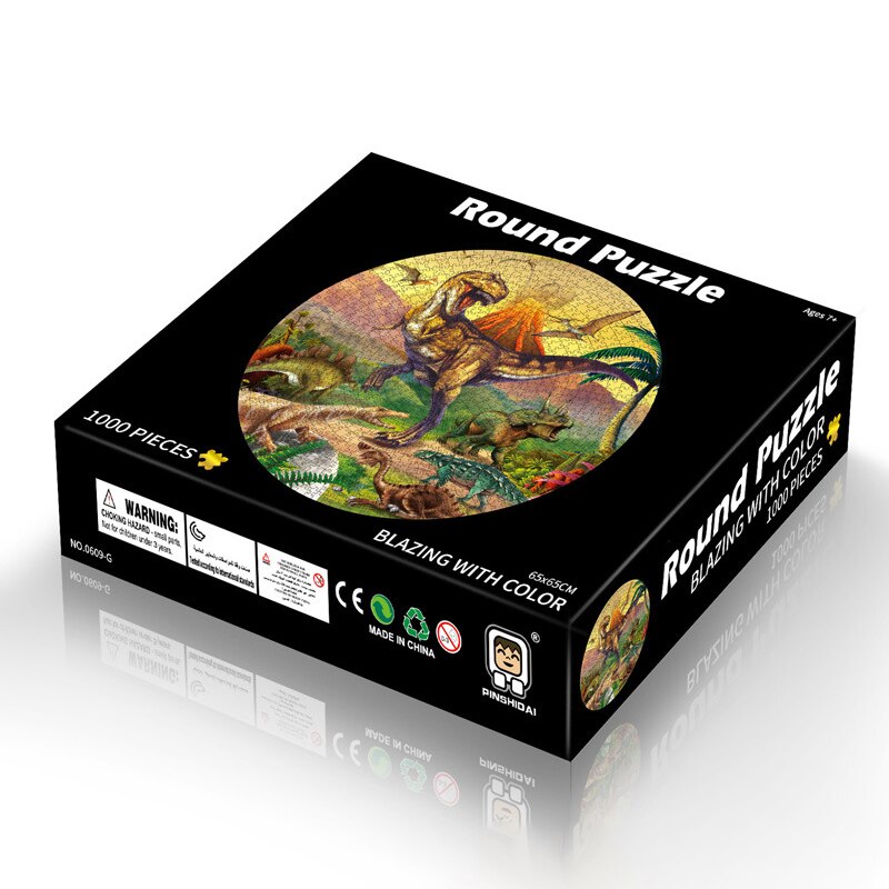 Puzzels 1000 Stuks Ronde Legpuzzels Regenboog Aarde Maan Palet Intellectuele Spel Voor Volwassenen En Kinderen Puzzel: dinosaur