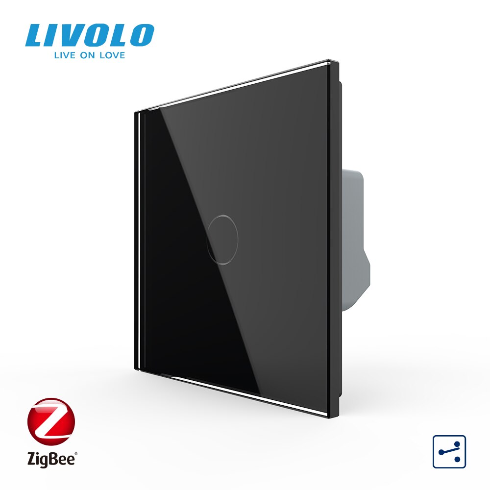 LIVOLO – interrupteur mural tactile intelligent ZigBee, 2 voies croisées, commande sans fil, avec minuterie, compatible avec Google Home, Alexa et Echo, Standard ue: Black