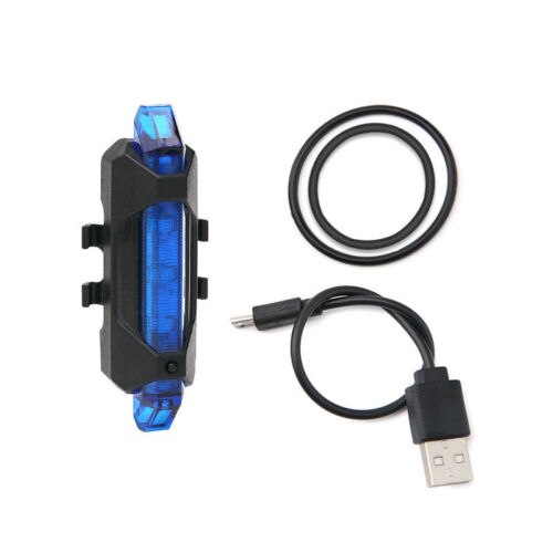 5 Led Usb Oplaadbare Fiets Achterlicht Fiets Waarschuwing Achterlicht Nuttig Alarm Lamp: Blauw