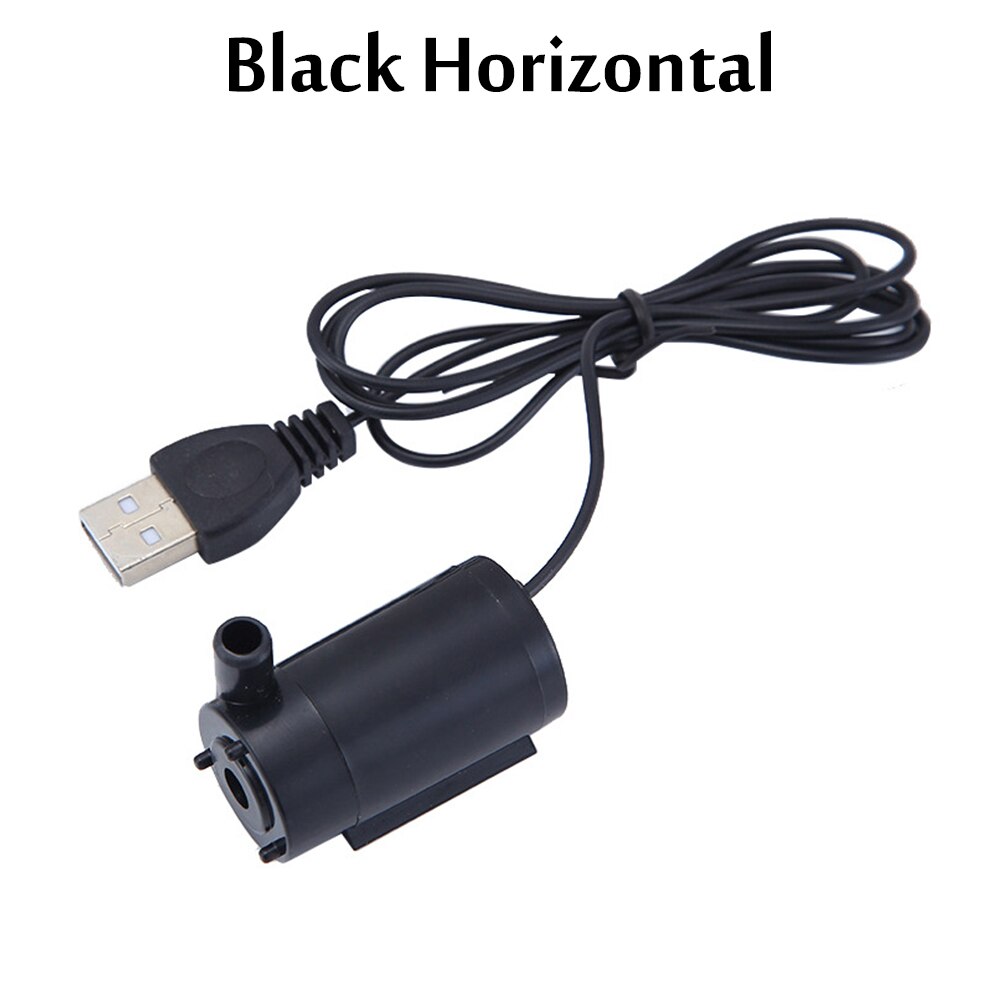 Micro pompe à eau Submersible pour arrosage et Irrigation, Mini pompe à moteur sans balais, 5V DC, USB, 1m: Black Horizontal