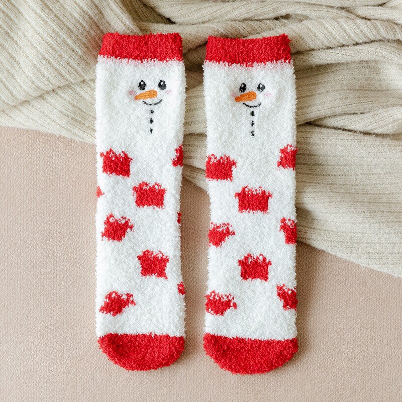 Winter thick warm ladies warm socks kawaii Christmas cartoon cow duck cat socks printing funny women year socks: 5