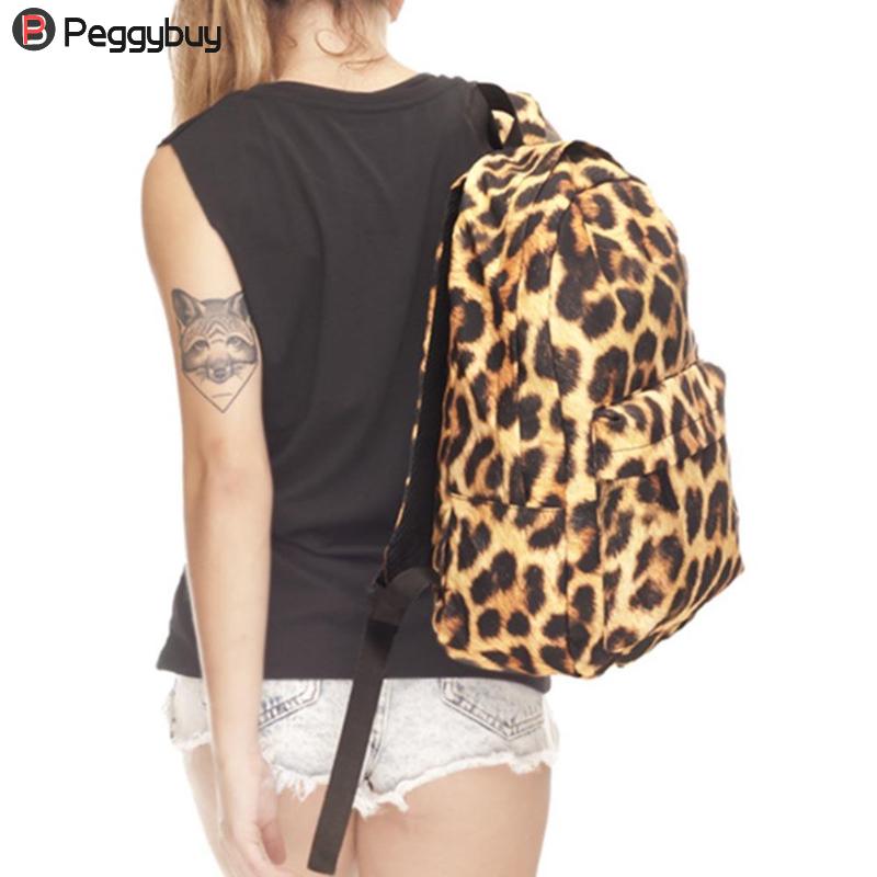 Street Style Women 3D Leopard Printed Backpacks Teen Girls Travel Shoulder School Backpack Mochila Feminina