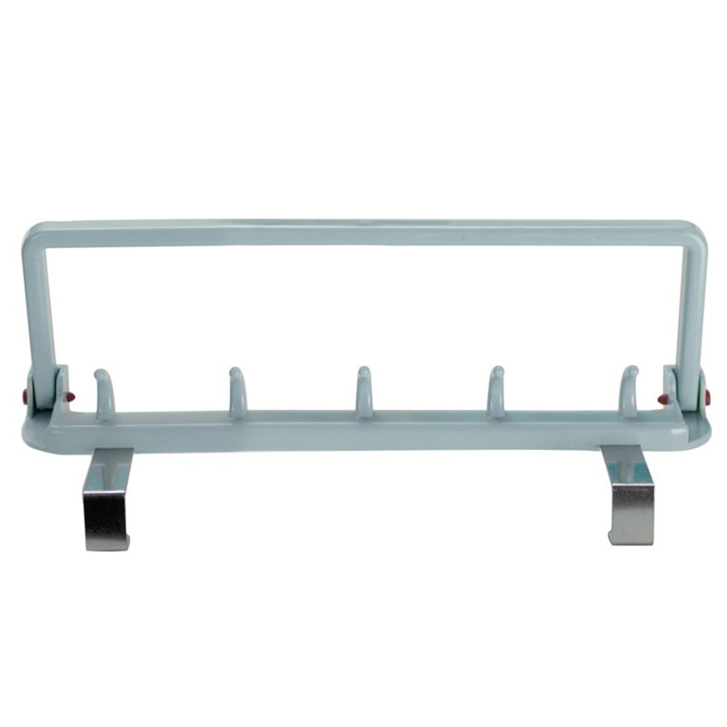 Colgador de trapo de cocina plegable multifuncional, gancho trasero para puerta de gabinete perforación, soporte para toallas, organizador de almacenamiento de útiles de cocina: Azul