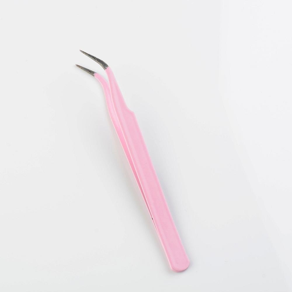 Pinzas de precisión de agarre inverso, herramientas de manicura, trabajo de laboratorio electrónico, de acero inoxidable: Pink1