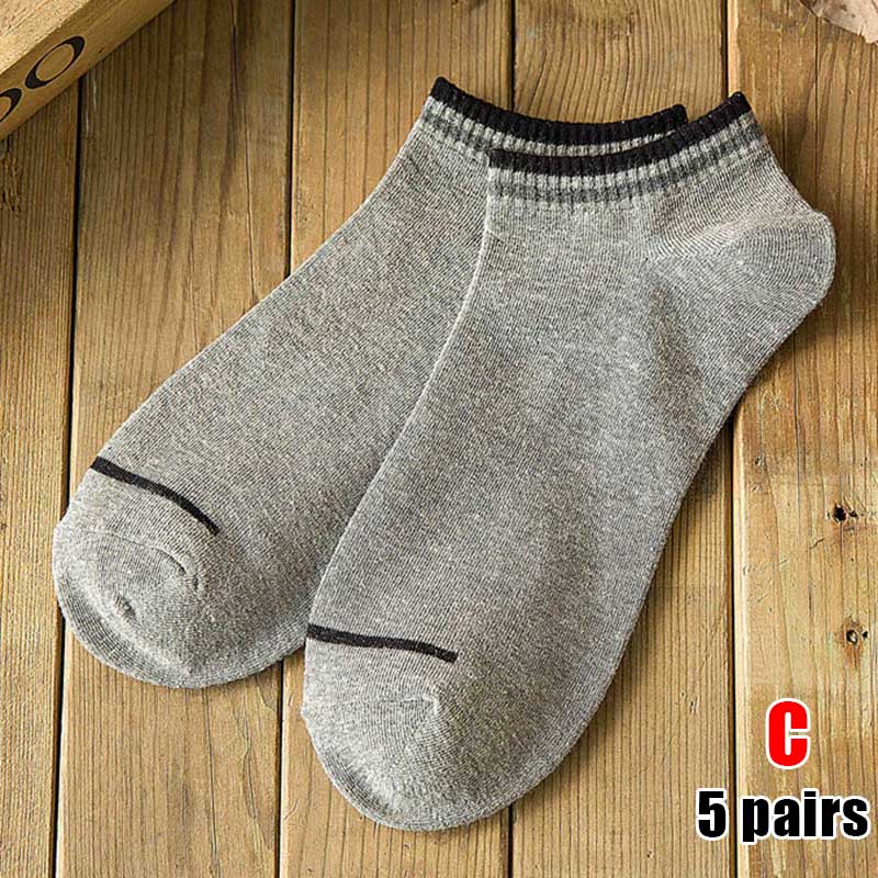 5 paire hommes chaussettes de sport invisibles court cheville chaussettes respirant mince bateau chaussette B88: c