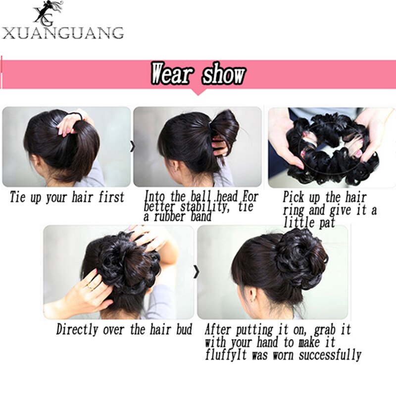 Xuanguang Rommelig Haarstukjes Voor Vrouwen Knot Elastische Chouchou Bun Opgestoken Donut Krullend Haar Touw