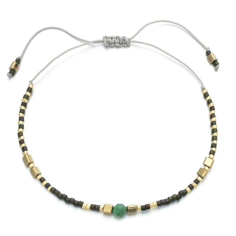 Boheme tynde miyuki beaded sten krystal armbånd & amp; armbånd til kvinder håndlavede vintage armbånd med etnisk knude