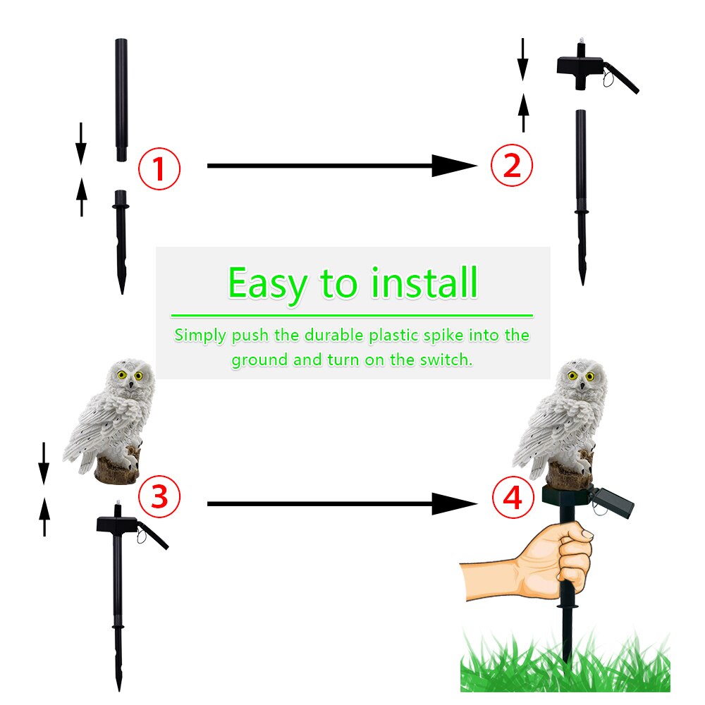 solar power led garden light outdoor Waterproof energy panel lamp luz solar Owl lighting Path Yard decoration for