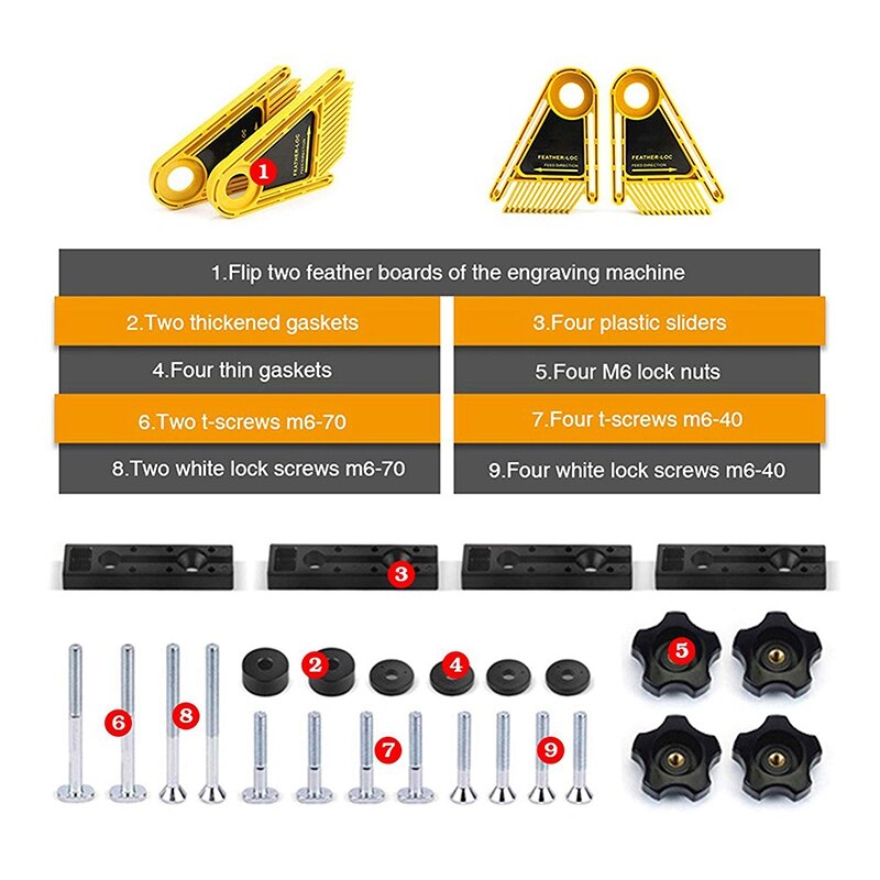 Multi-Purpose Feather Loc Board Set Woodworking Engraving Machine Double Feather Boards Miter Gauge Slot Woodwork DIY Tools