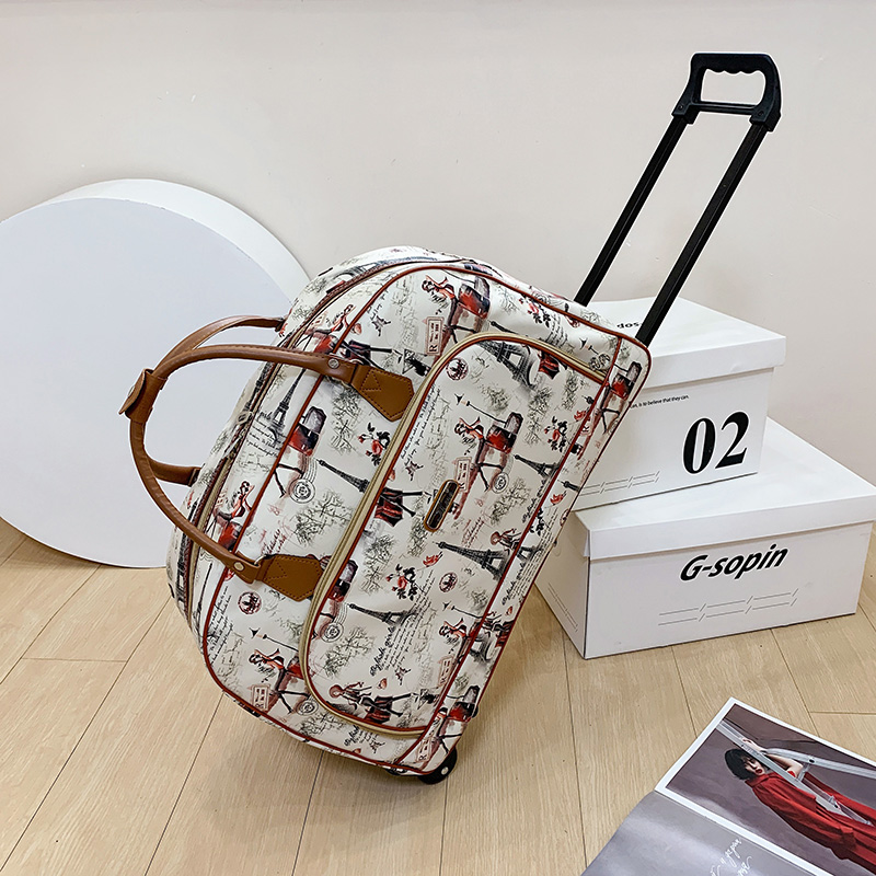 Grote Capaciteit Dames Koffer Trolley Tassen Wieltas Oxford Waterdichte Rollende Bagage Reistas Met Wielen: Bruin