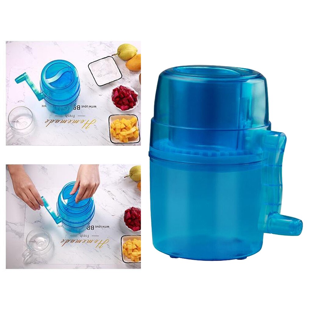 Portable Hand-Cranking Ice Breaker Mini Household Shaved Ice Maker Small Ice Crusher Snow Cone Maker Machine Blue