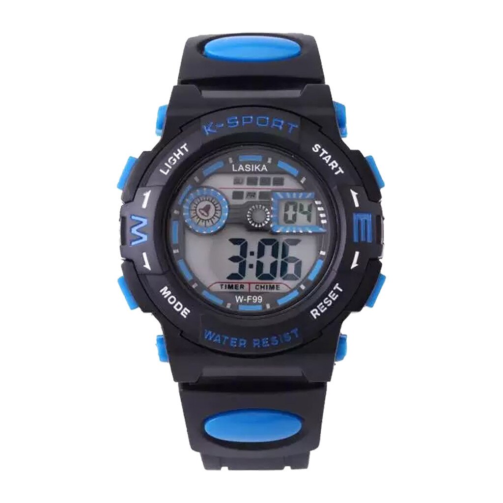 Vriendelijker horloge sport horloge kinderen Multi Functie Wekker Student Waterdichte Sport Mode Elektronische Horloge gps zegarki d: Blauw