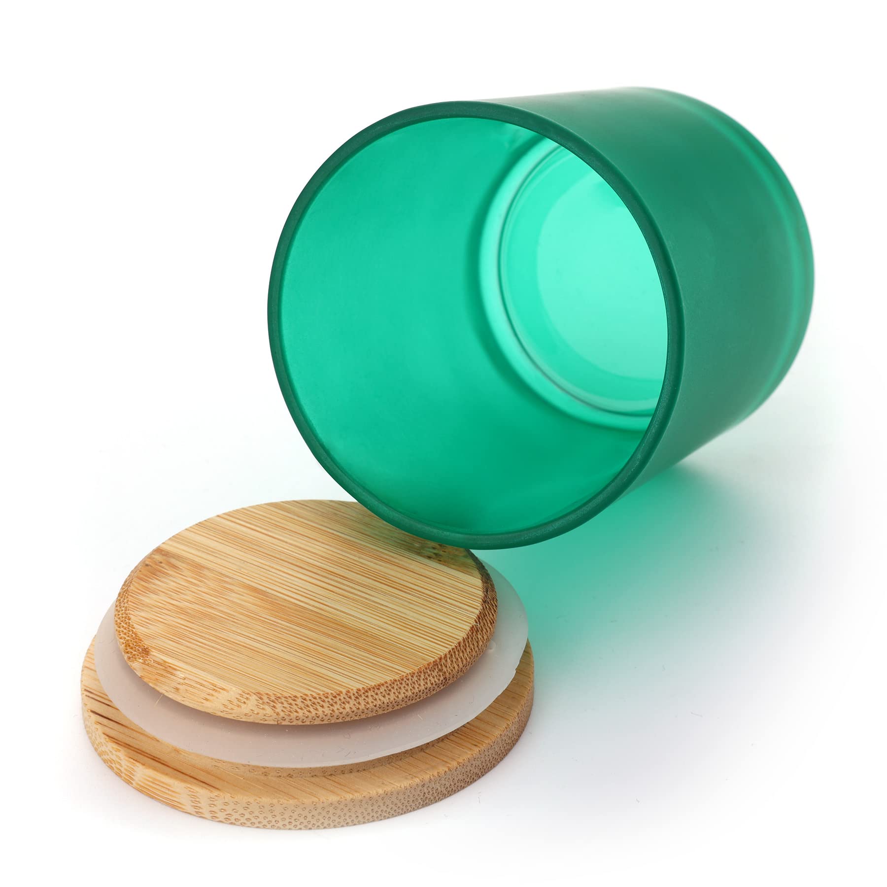 Tarro de vela de vidrio ámbar esmerilado con tapa de bambú para hacer velas, contenedor de vela limpio vacío a granel, Apto para lavavajillas, 6OZ, paquete de 6