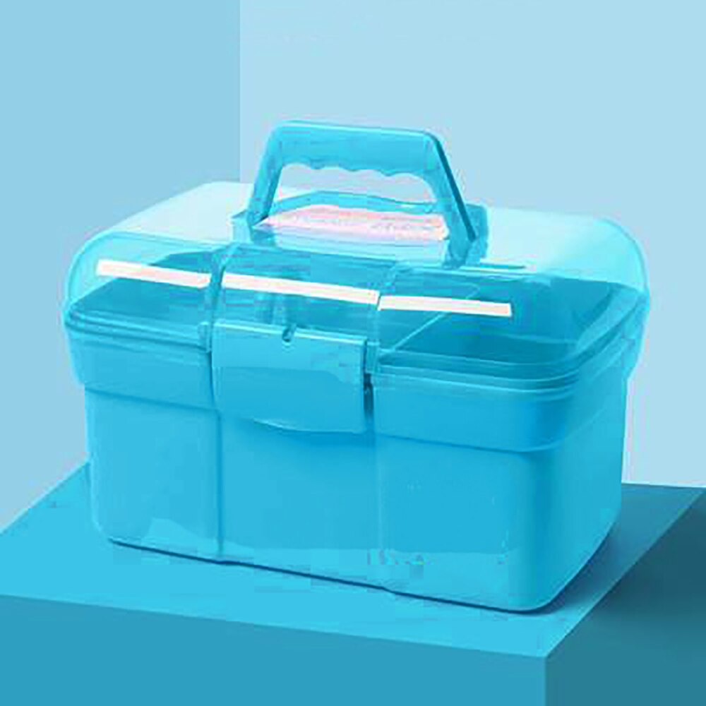 Caja de almacenamiento para manicura de escritorio de mano, tijeras de plástico, organizador de maquillaje, joyería, esmalte de uñas, bolígrafo, contenedor, caja de herramientas de manicura