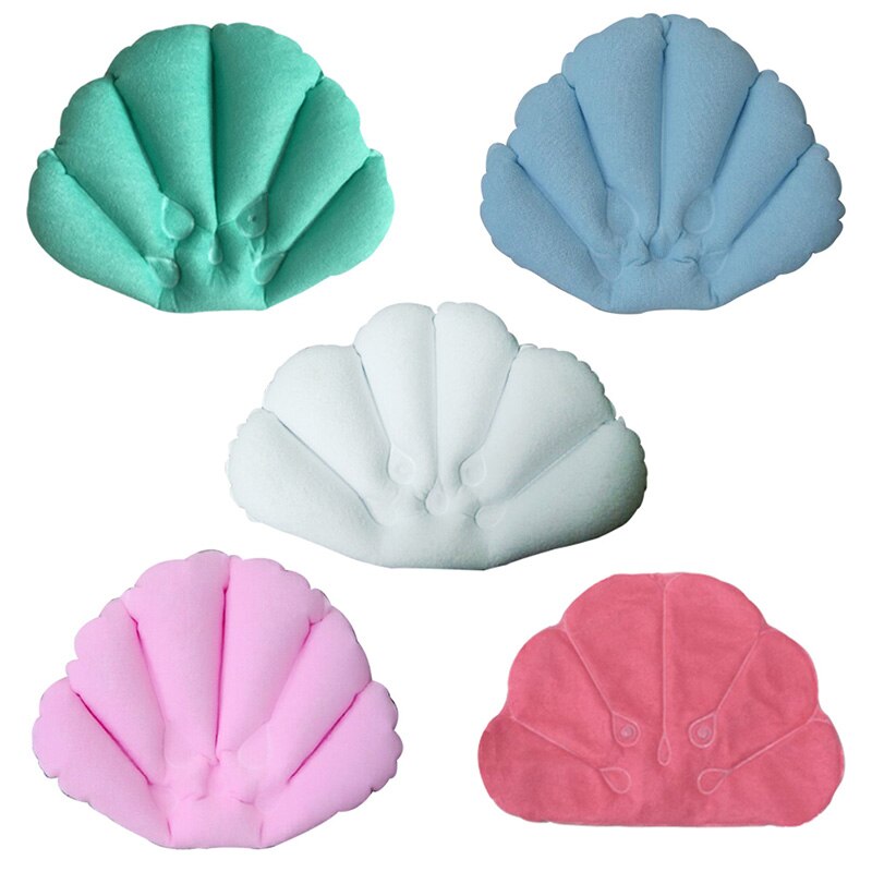 Popular Home Spa Shell Shaped Neck Bath Mat Inflatable Bathtub Pillow Bathroom Accessories Random Color