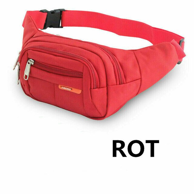 Hoge Qualitymen Vrouwen Compartimenten Zak Waterdichte Bum Waterdichte Bum Bag Hip Bag 4 Compartimenten Riem Tas Voor Vrouwen En Mannen: Red