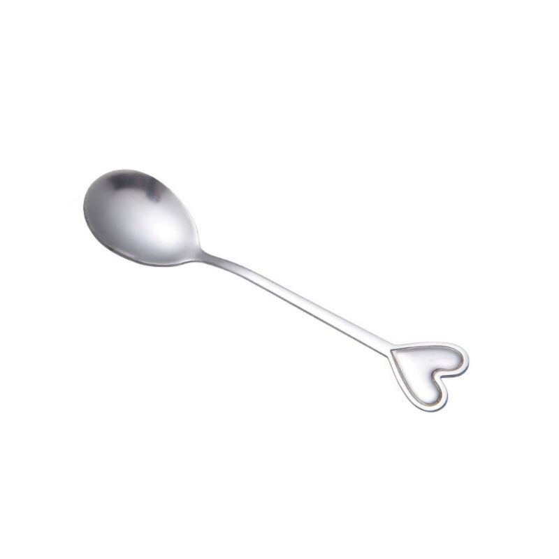 In Acciaio Inox A Forma di Cuore Forchetta Manico Lungo Cucchiaio di Zucchero Tè e Caffè Da Dessert Posate Cucchiaino di san valentino Regalo di Giorno di Nuovo: 3