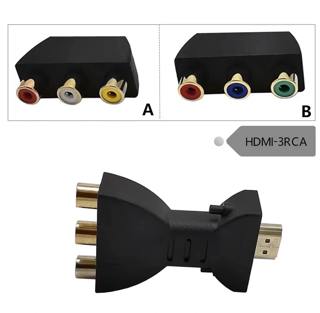 RCA AV para HDMI compatível com adaptador composto, cabo de áudio e vídeo, cabo USB para HD TV Box, conversor 1080p